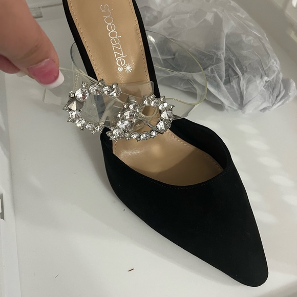Jewel strap classy black pointed toe heels - Picture 2 of 5